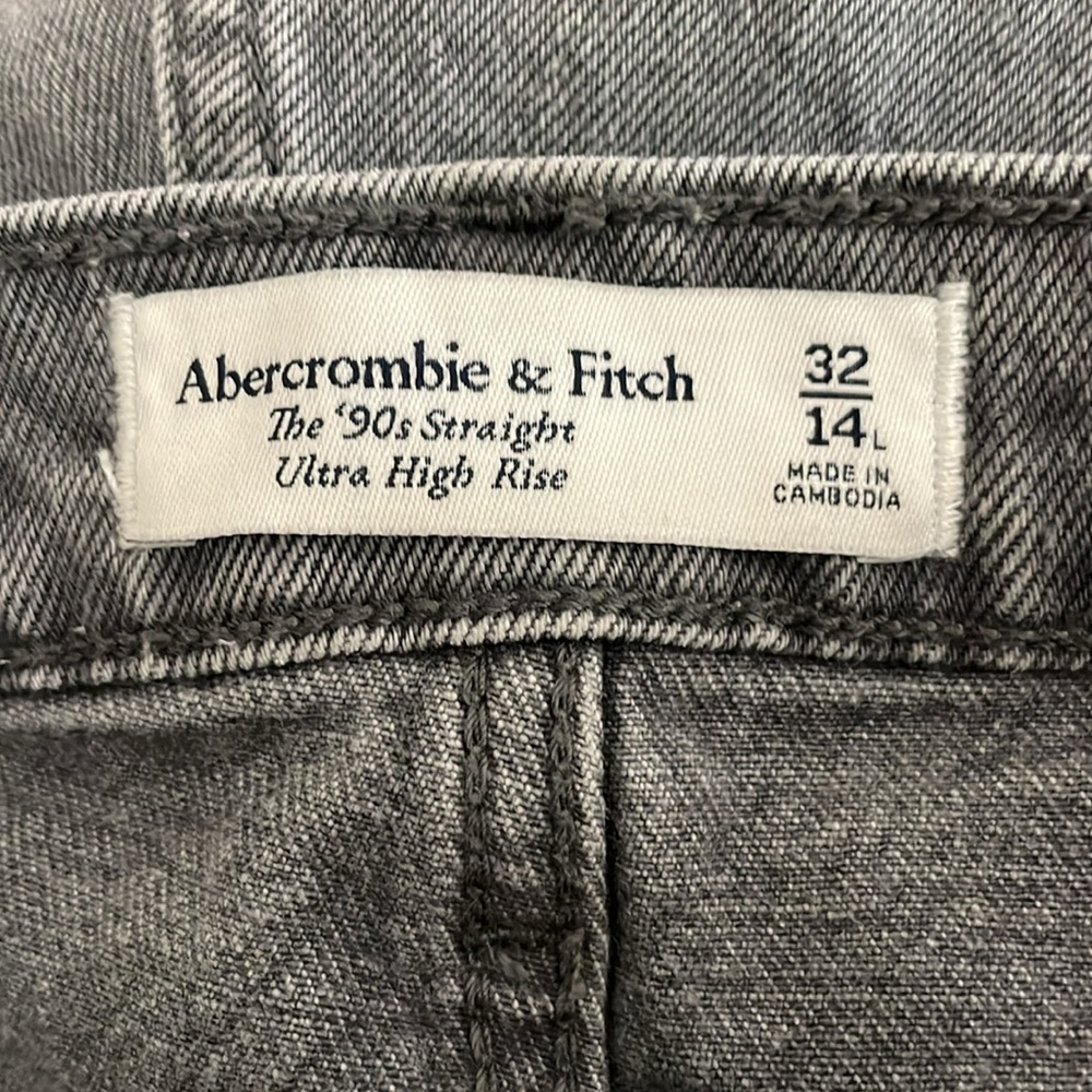 Abercrombie & Fitch The 90βs Straight Ultra High Rise Jeans 32L 14L Long Gray - Picture 5 of 5